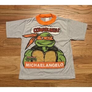 Vtg 80s Wormser Michaelangelo Cowabunga TMNT Teenage Mutant PJ T Shirt Size 10